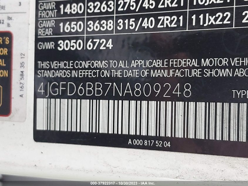 2022 MERCEDES-BENZ AMG GLE 53 COUPE 4MATIC 4JGFD6BB7NA809248