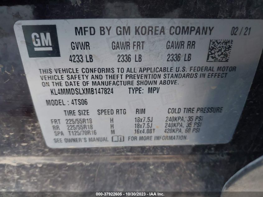 2021 BUICK ENCORE GX SELECT - KL4MMDSLXMB147824