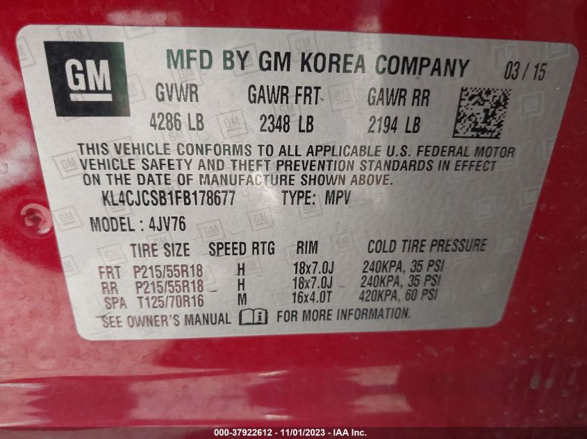 2015 BUICK ENCORE LEATHER - KL4CJCSB1FB178677