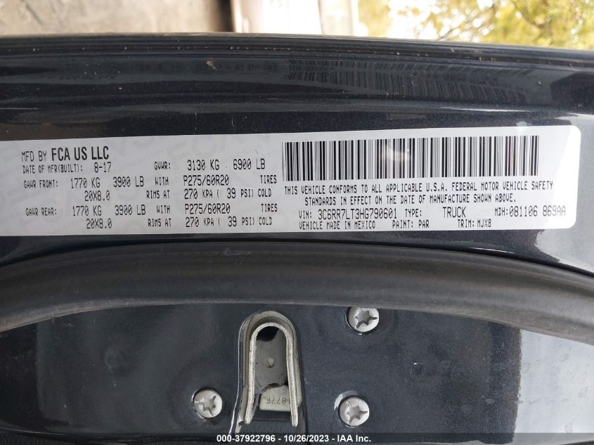 2017 RAM 1500 SLT - 3C6RR7LT3HG790601