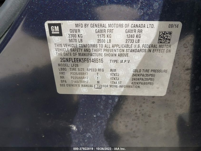 2015 CHEVROLET EQUINOX LS - 2GNFLEEK5F6148516