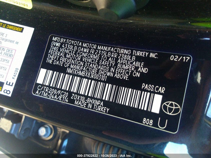 2018 TOYOTA C-HR XLE - NMTKHMBX8JR003101