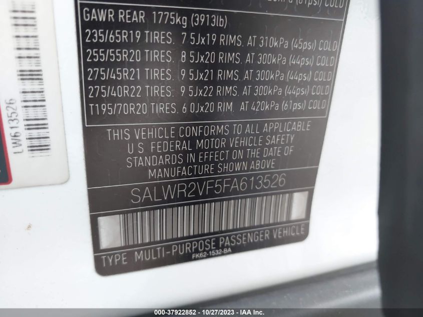 2015 LAND ROVER RANGE ROVER SPORT HSE - SALWR2VF5FA613526