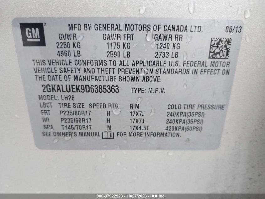 2013 GMC TERRAIN SLT - 2GKALUEK9D6385363