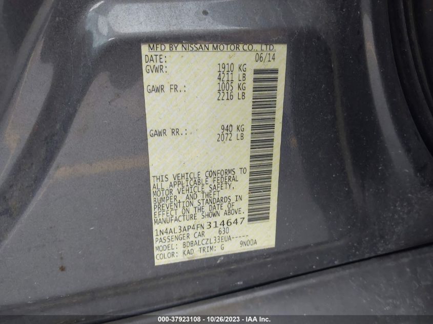 2015 NISSAN ALTIMA 2.5 - 1N4AL3AP4FN314647