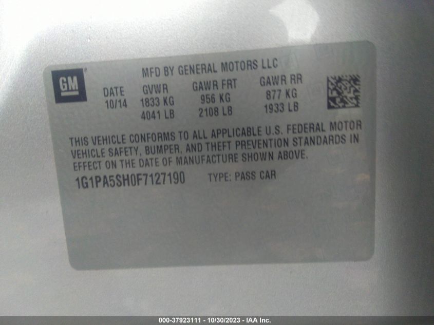 2015 CHEVROLET CRUZE LS - 1G1PA5SH0F7127190