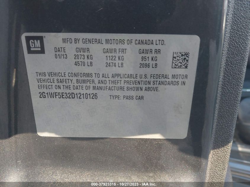 2013 CHEVROLET IMPALA LS - 2G1WF5E32D1210126