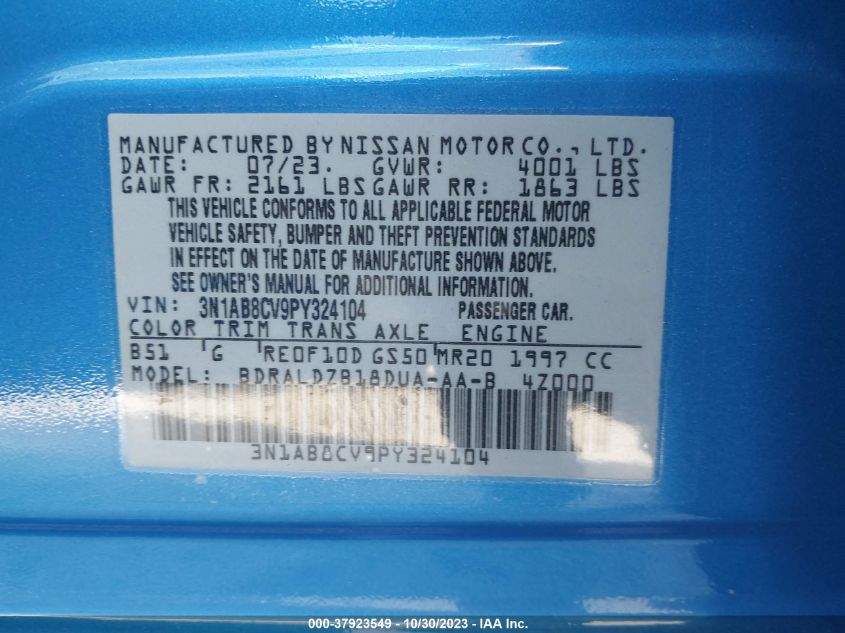 2023 NISSAN SENTRA SV - 3N1AB8CV9PY324104