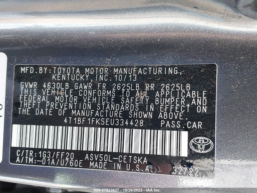 2014 TOYOTA CAMRY L/LE/XLE/SE/SE SPORT - 4T1BF1FK5EU334428