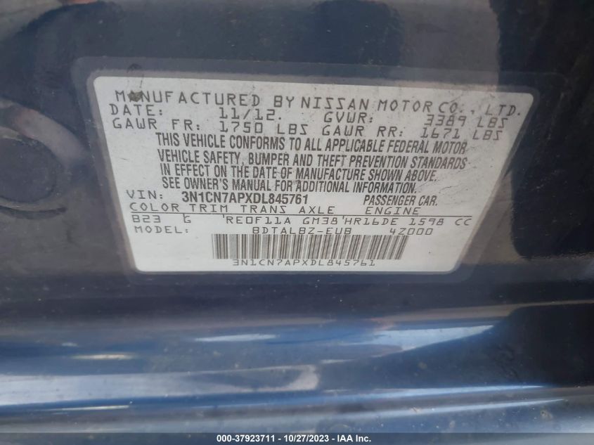 2013 NISSAN VERSA SV - 3N1CN7APXDL845761