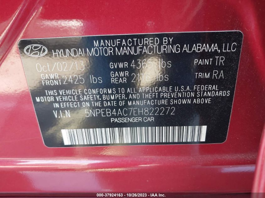 2014 HYUNDAI SONATA GLS - 5NPEB4AC7EH822272