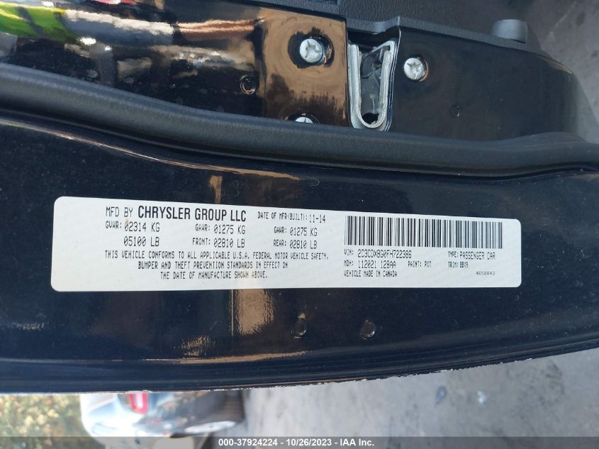 2015 DODGE CHARGER SE - 2C3CDXBG0FH722386