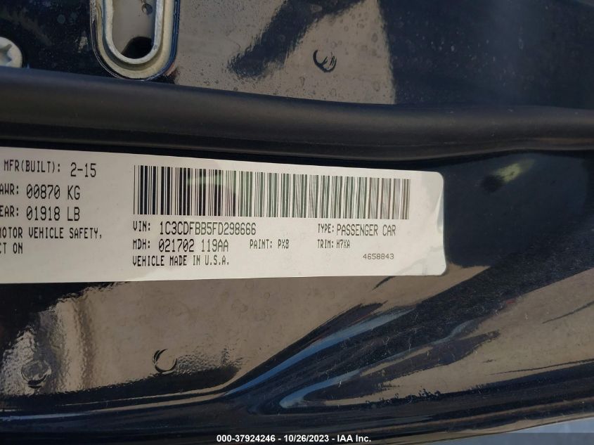2015 DODGE DART SXT - 1C3CDFBB5FD298666