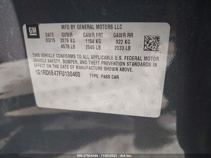2015 CHEVROLET VOLT - 1G1RD6E47FU130460