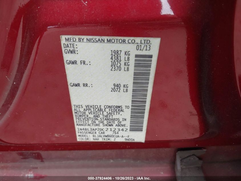 2013 NISSAN ALTIMA 3.5 SL - 1N4BL3AP2DC212342
