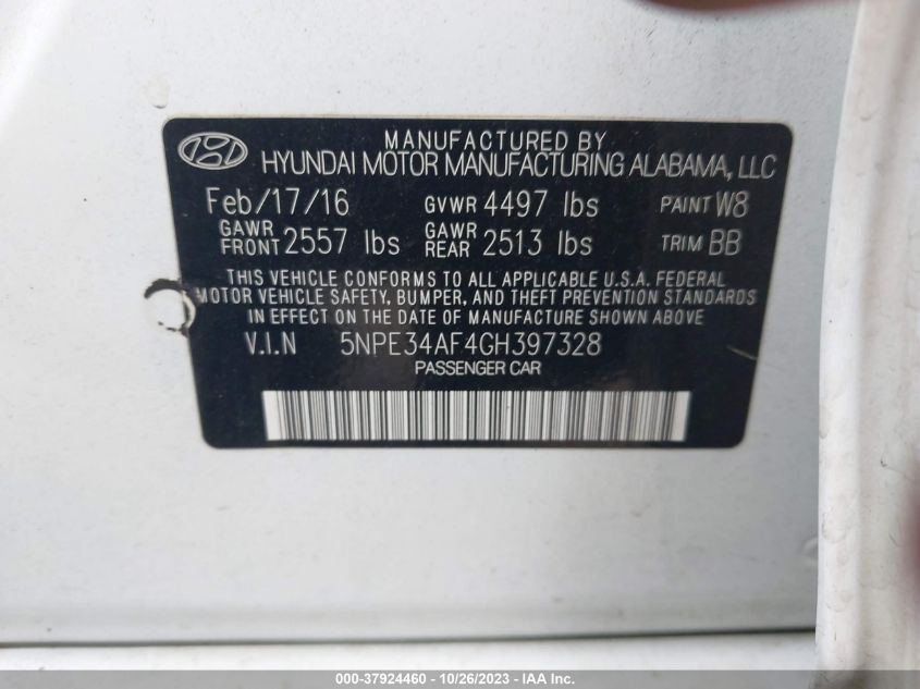 2016 HYUNDAI SONATA 2.4L LIMITED - 5NPE34AF4GH397328