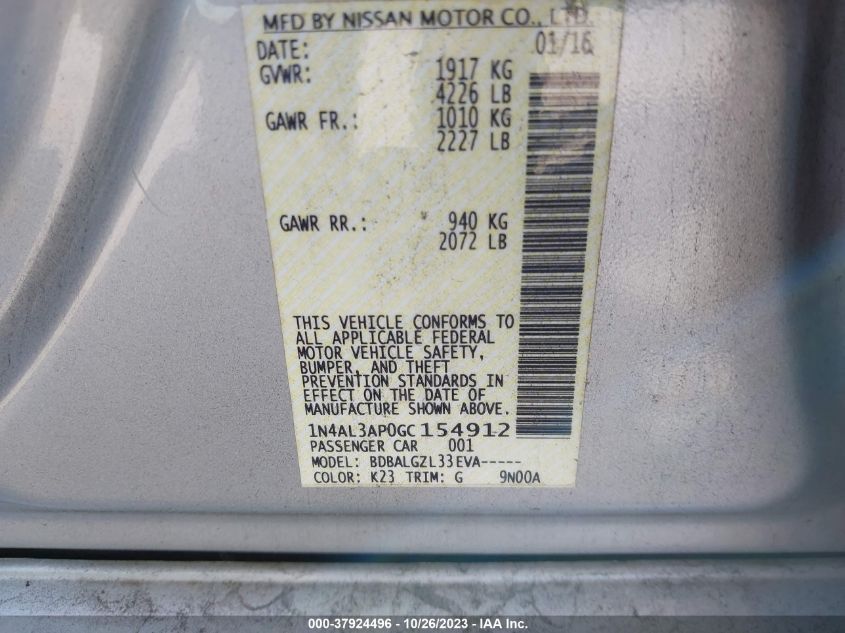2016 NISSAN ALTIMA 2.5 - 1N4AL3AP0GC154912