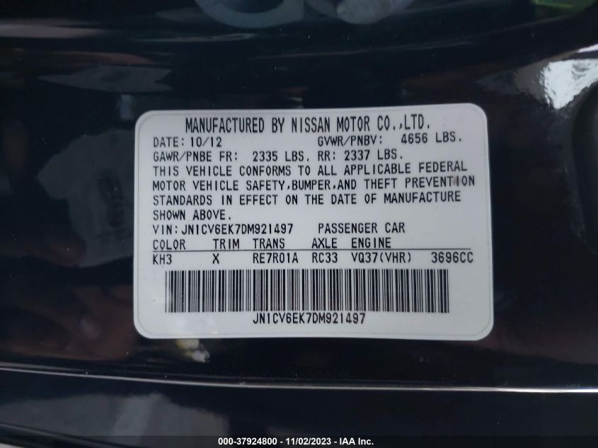 2013 INFINITI G37 COUPE JOURNEY JN1CV6EK7DM921497