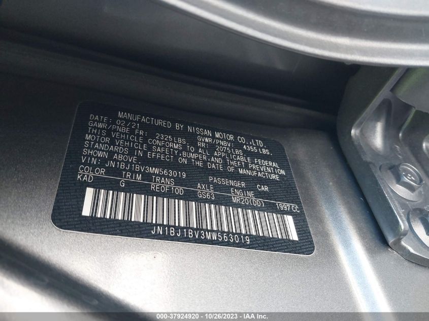 2021 NISSAN ROGUE SPORT SV - JN1BJ1BV3MW563019