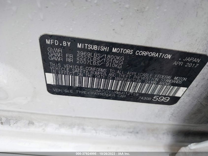 2017 MITSUBISHI LANCER ES - JA32U2FUXHU012159