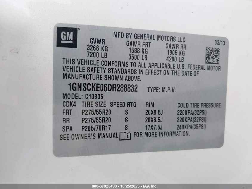 2013 CHEVROLET SUBURBAN LTZ - 1GNSCKE06DR288832