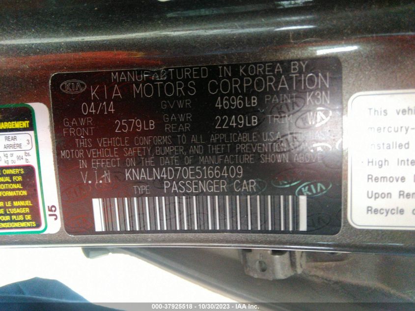 2014 KIA CADENZA PREMIUM - KNALN4D70E5166409