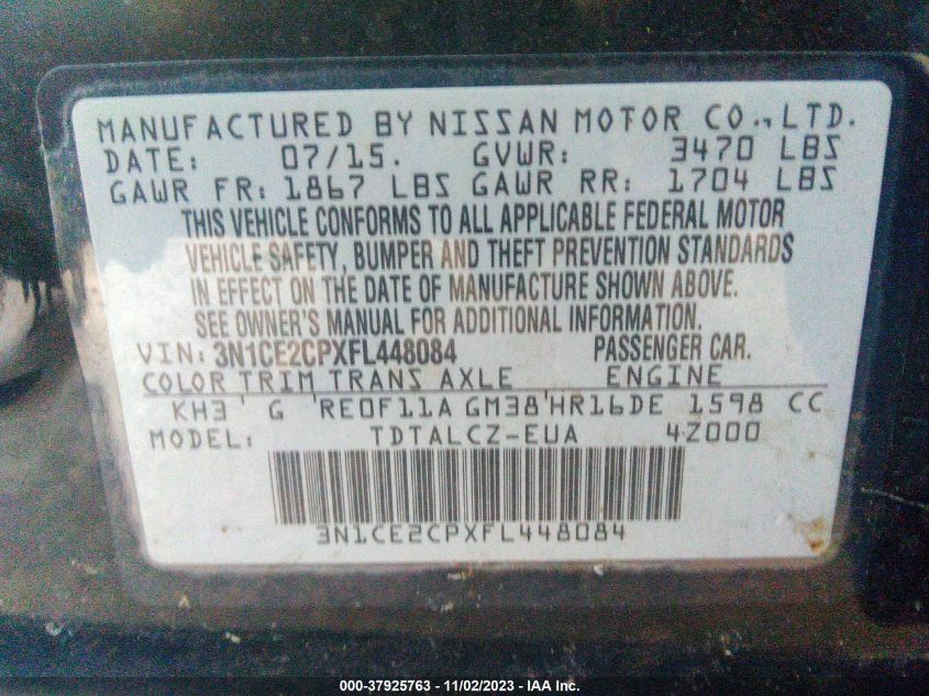 2015 NISSAN VERSA NOTE S PLUS - 3N1CE2CPXFL448084