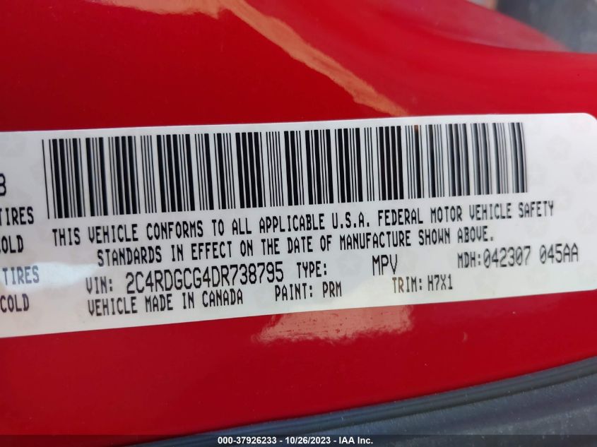 2013 DODGE GRAND CARAVAN SXT - 2C4RDGCG4DR738795