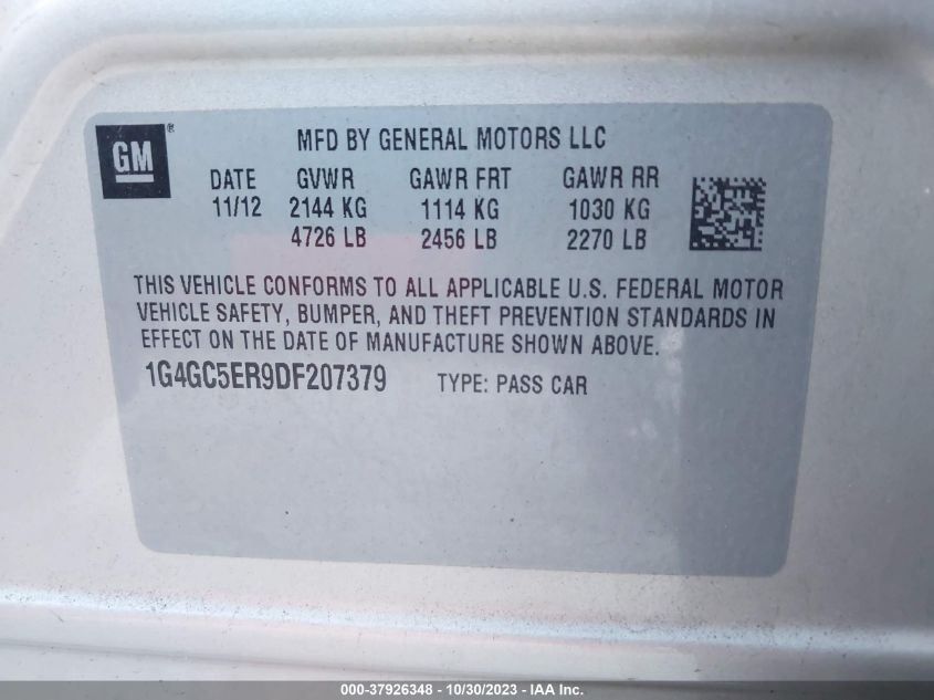2013 BUICK LACROSSE - 1G4GC5ER9DF207379