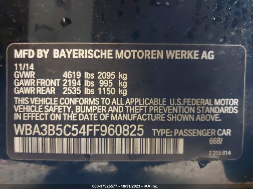 2015 BMW 328I XDRIVE - WBA3B5C54FF960825
