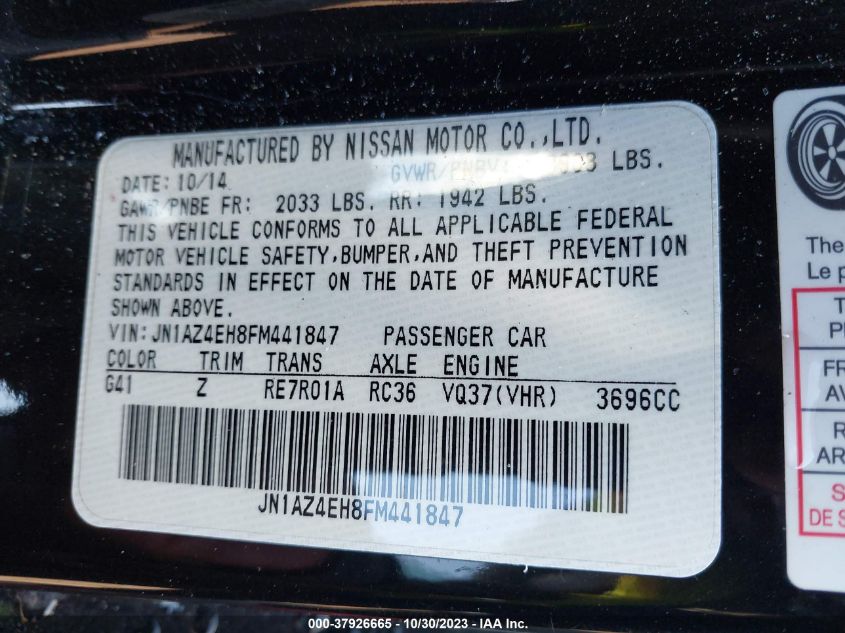 2015 NISSAN 370Z NISMO TECH - JN1AZ4EH8FM441847