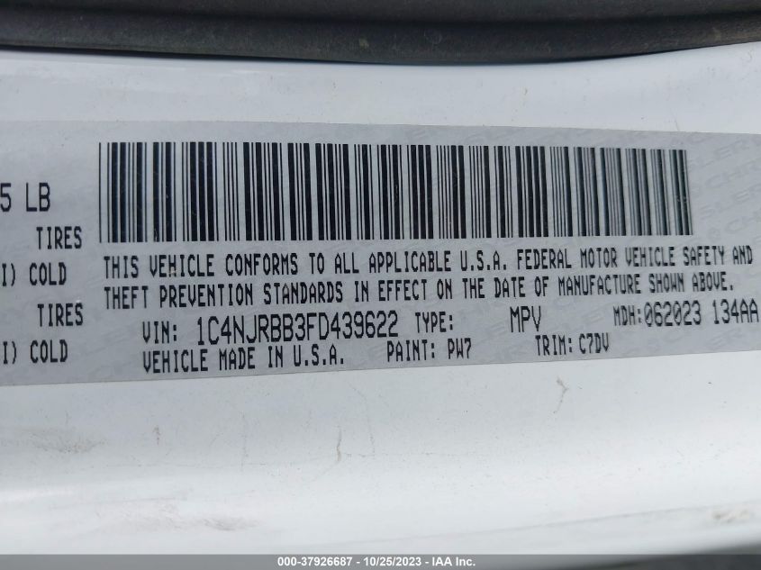 2015 JEEP PATRIOT SPORT - 1C4NJRBB3FD439622