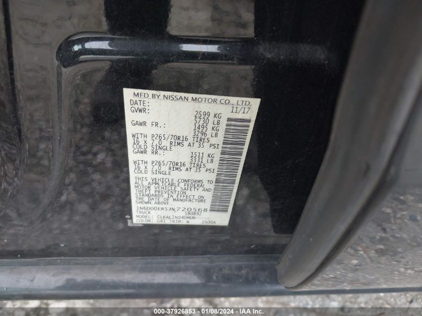 2018 NISSAN FRONTIER S/SV/SL/PRO-4X - 1N6DD0ER5JN720568