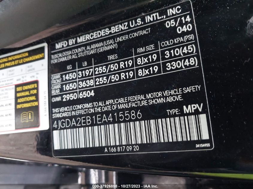 2014 MERCEDES-BENZ ML 350 BLUETEC - 4JGDA2EB1EA415586