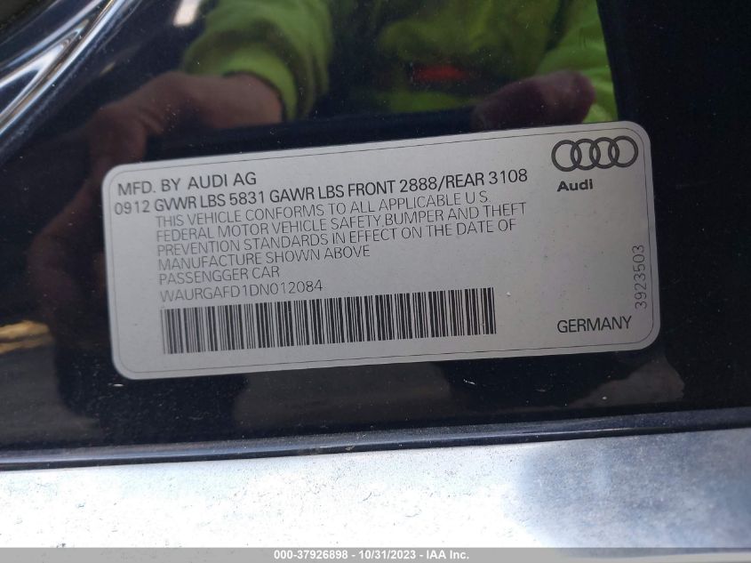 2013 AUDI A8 L 3.0T WAURGAFD1DN012084