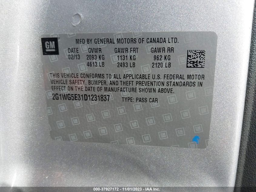 2013 CHEVROLET IMPALA LT - 2G1WG5E31D1231837