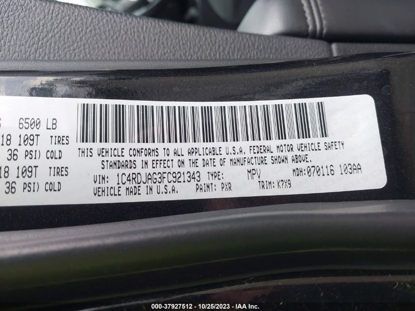 2015 DODGE DURANGO SXT - 1C4RDJAG3FC921343