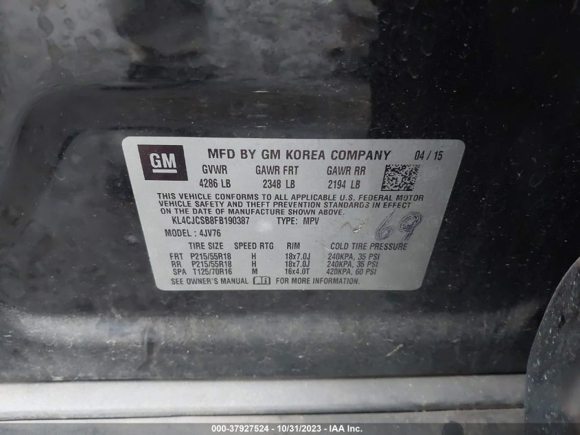 2015 BUICK ENCORE LEATHER - KL4CJCSB8FB190387