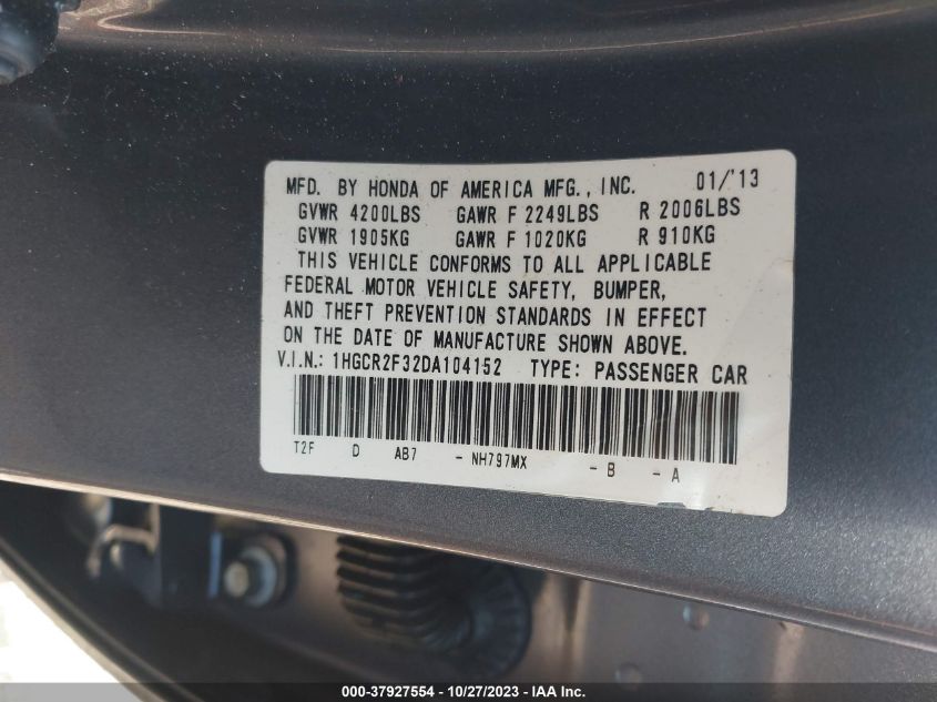 2013 HONDA ACCORD LX - 1HGCR2F32DA104152
