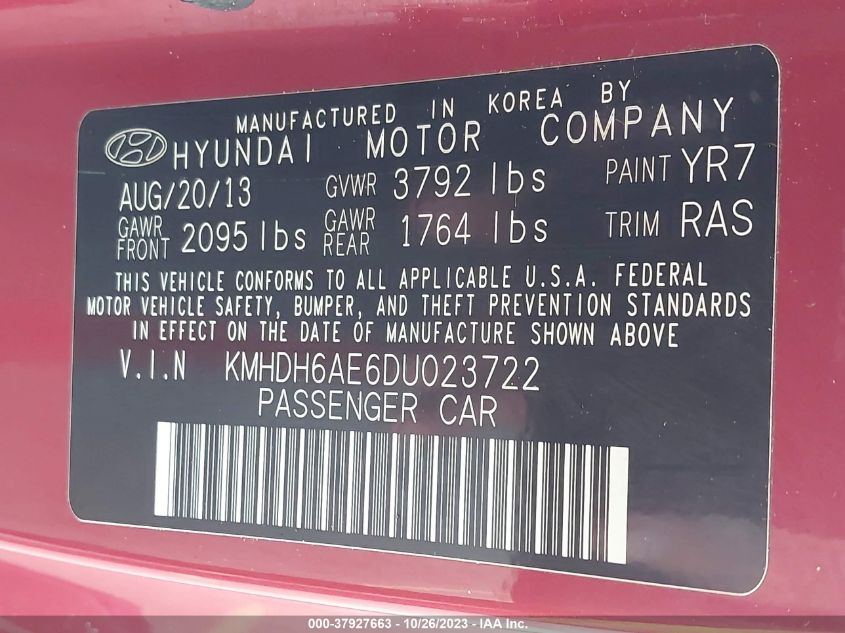 2013 HYUNDAI ELANTRA COUPE GS PZEV - KMHDH6AE6DU023722