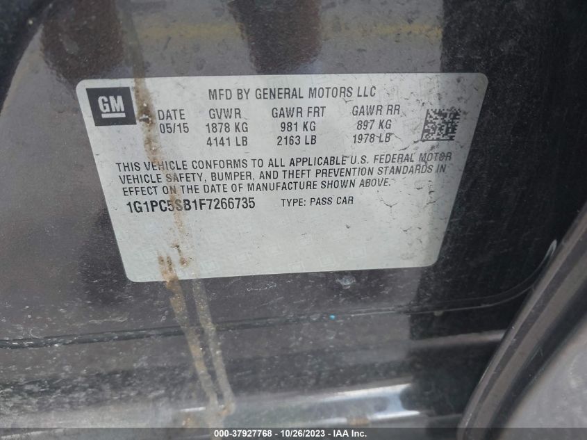 2015 CHEVROLET CRUZE LT - 1G1PC5SB1F7266735