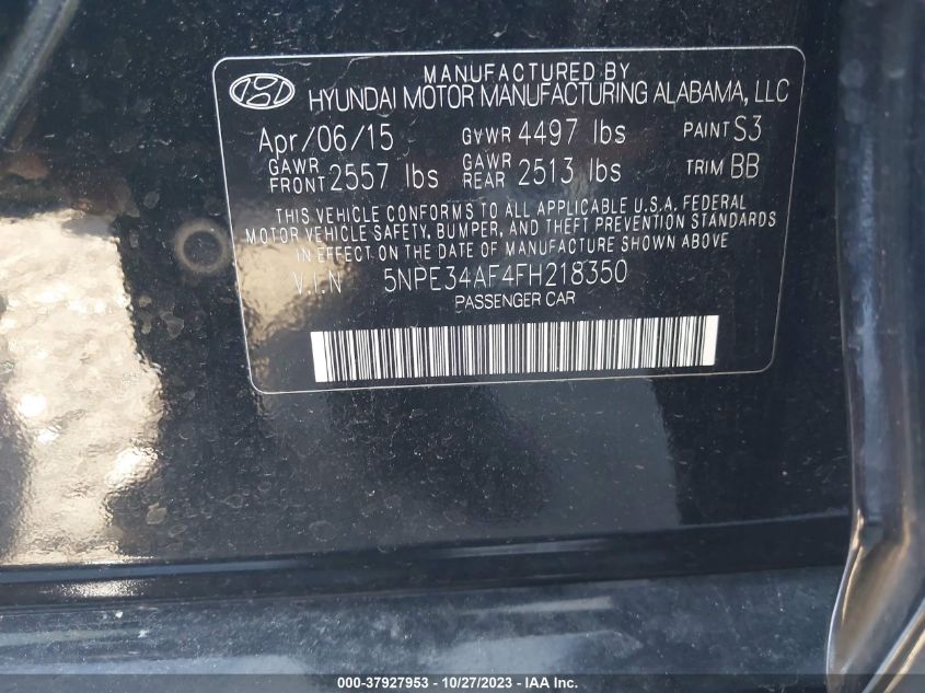 2015 HYUNDAI SONATA 2.4L LIMITED - 5NPE34AF4FH218350