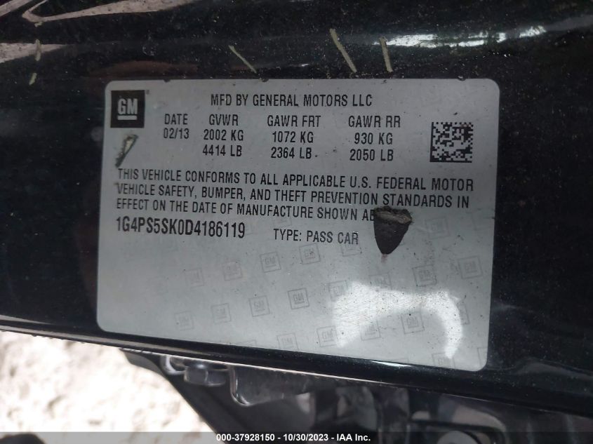 2013 BUICK VERANO LEATHER GROUP - 1G4PS5SK0D4186119