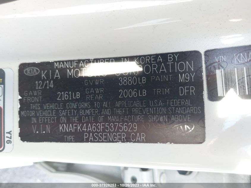 2015 KIA FORTE LX - KNAFK4A63F5375629