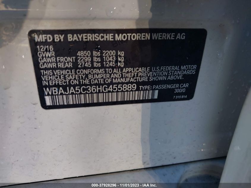 2017 BMW 530I WBAJA5C36HG455889