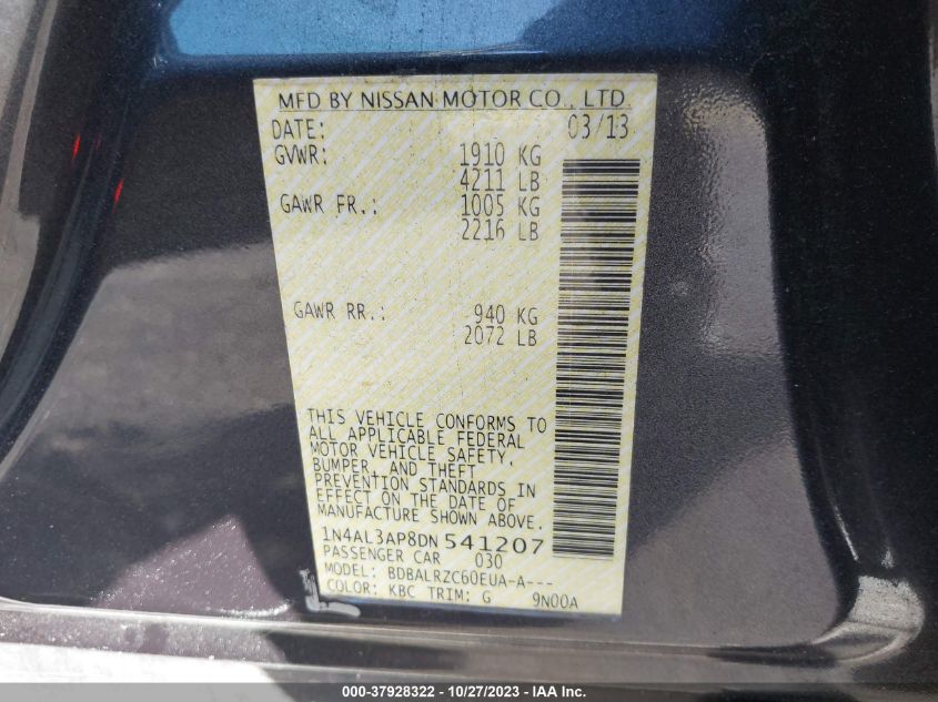 2013 NISSAN ALTIMA 2.5/S/SV/SL - 1N4AL3AP8DN541207