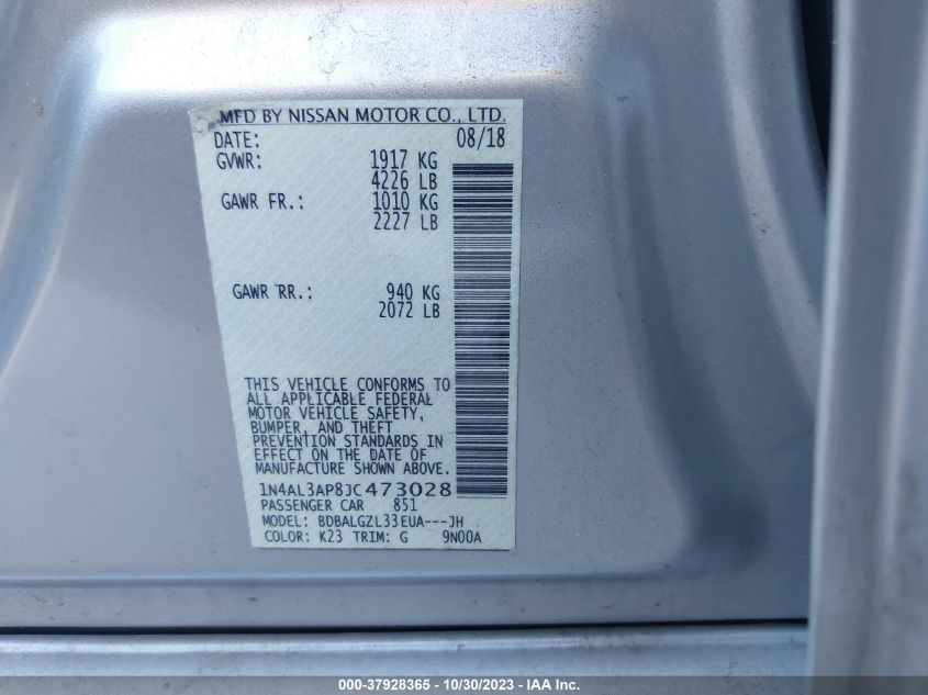 2018 NISSAN ALTIMA 2.5/S/SV/SL/SR - 1N4AL3AP8JC473028