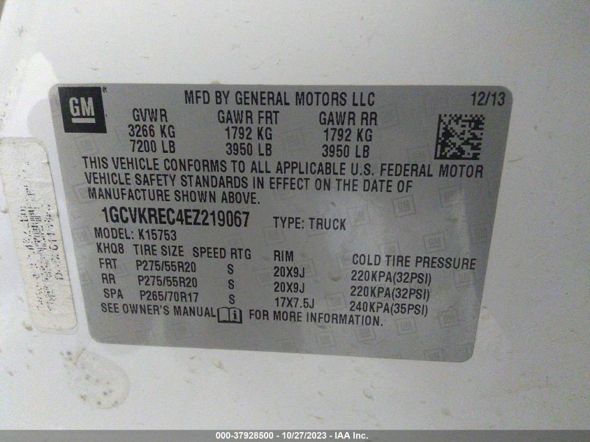 2014 CHEVROLET SILVERADO 1500 LT - 1GCVKREC4EZ219067
