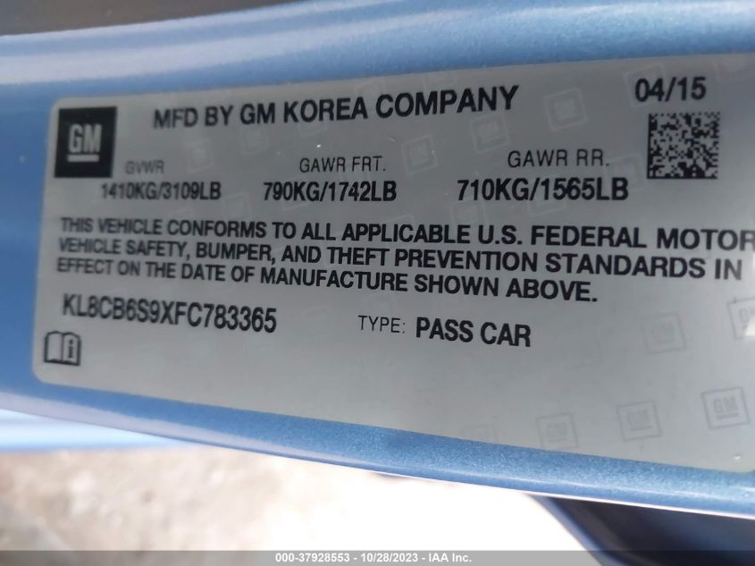 2015 CHEVROLET SPARK LS - KL8CB6S9XFC783365