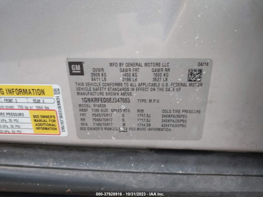 2014 CHEVROLET TRAVERSE LS - 1GNKRFED8EJ347663